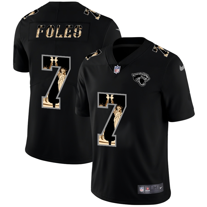 Men Nike Jacksonville Jaguars 7 Nick Foles Carbon Black Vapor Statue Of Liberty Limited NFL Jersey